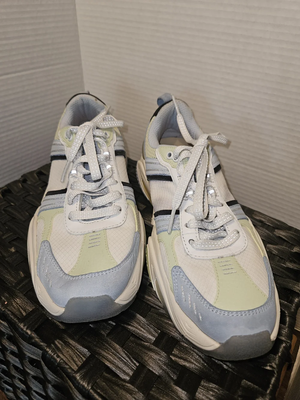 Mark Nason White, Light Blue & Pale Yellow Chunky Sneakers